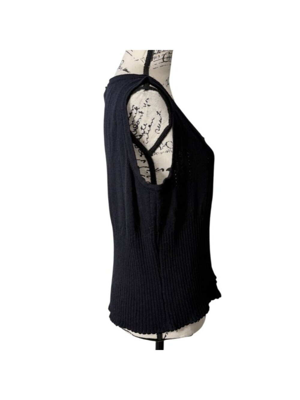 St. John Sport Marie Gray Womens XL Knit Ribbed Tank Top Sleeveless Black - Picture 5 of 8